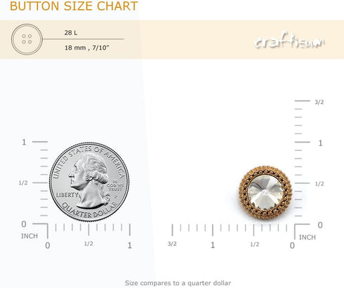 20 pcs Exquisite Rhinestone Golden Round Metal Sewing Shank Buttons for Coats -18mm -11/16"...