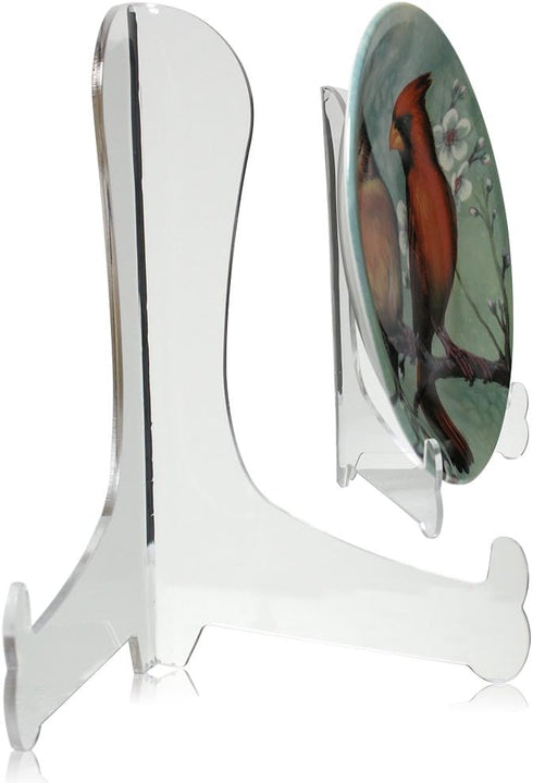 BANBERRY DESIGNS Clear Acrylic Easels - 5" H Fixed Position - Tabletop Display Stand for Plates, Pictures, Books, Plaques, Tiles, Canvas Art, Tabl...