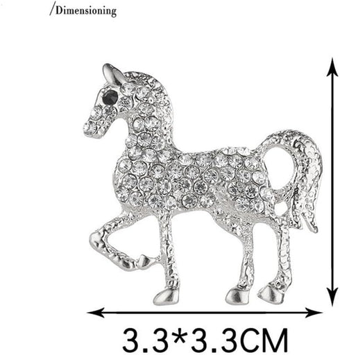 Rhinestone Horse Animal Brooch Pin for Women Girls Men Silver Plated Fashion Crystal Pony Brooches Lapel Pins Cute Dress Accessories Holiday Party...