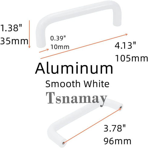 2Pcs 4.13" Arch Bow Cabinet Pull,Aluminum Closet Door Cabinet Hardware Handle Pull,Hole Dia.3.78"/96mm,White...
