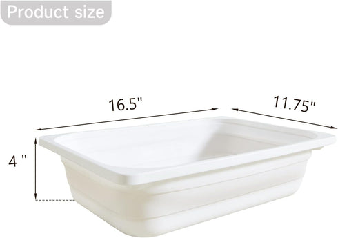 Beright Collapsible Storage Bin, Wash Basin Folding Dish Tub Sink, Space Saving for Dishing, Fruit and Camping, Hiking and Home, White, Large, 1 P...