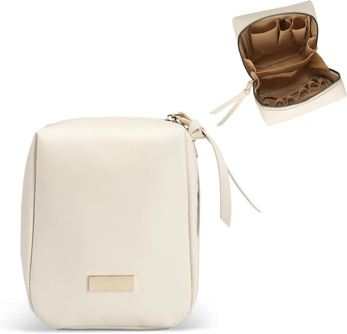 Makeup Organizer Bag for Women, Small Cosmetic Bag Makeup Bag for Purse, Travel Leather Make Up Bag, Cosmetic Organizer pouch, Aesthetic Makeup Ba...