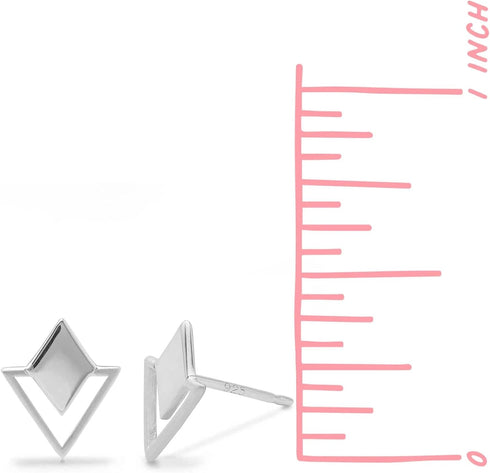 Boma Jewelry Sterling Silver Geometric Diamond & Triangle Stud Earrings...