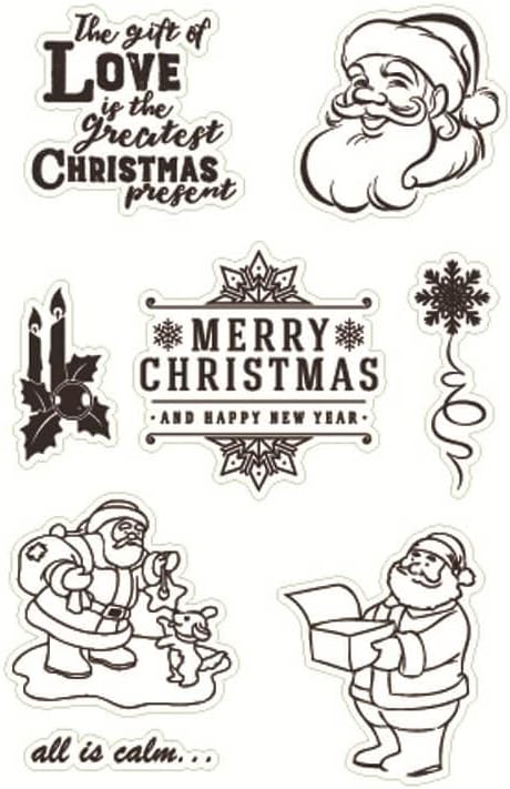 Merry Christmas Theme Clear Stamps, Silicone Rubber Stamp Cards for DIY Christmas Scrapbooking Card Making Decoration Scrapbooking Album Supplies ...