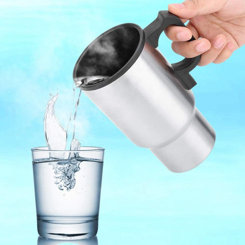 Car Kettle,Car Heating Cup,12v 450ml Stainless Steel Travel Mug Car Heating Cup, Fast Travel Heating Cup with Lid, Spill Proof, Electric Cup for H...