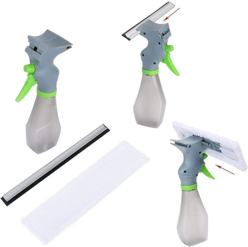 3 in 1 Window Cleaner Squeegee,Microfiber Window Washer,Glass Cleaning Tool Wiper with Spray Bottle for Home Window, Car Window...