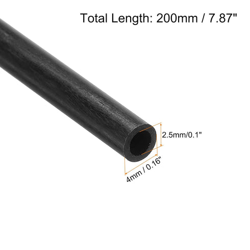 uxcell 4Pcs Carbon Fiber Tube 2.5 x 4 x 200mm Pultruded Carbon Fiber Tubing for RC Airplane Kite Wing Tube Quadcopter Arm...
