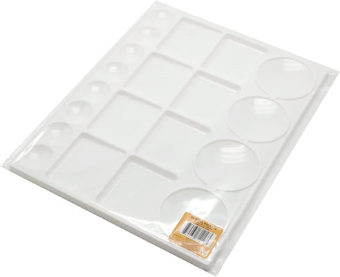 Palette for Watercolors, Oil & Acrylic Paints, Mix & Separate Colors, White, Art 20 Wells, 13” x 10” 4 slated Squares, 4 Squares, 4 Large circular...