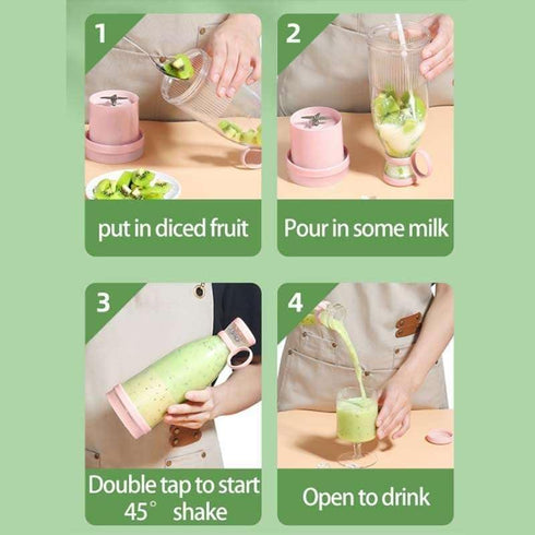 Personal Size 12.8 oz Blender for Smoothies, USB charging, Rechargeable Mixers Fresh Fruit Juicers, Bottle Shape Mini Electric Blender for Office,...