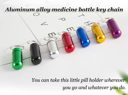 AKOAK 2 Pcs Colorful Round Aluminum Alloy Pill Bottle, Emergency Jar, Waterproof Outdoor Travel Portable Pill Bottle Key Chain (Purple)...