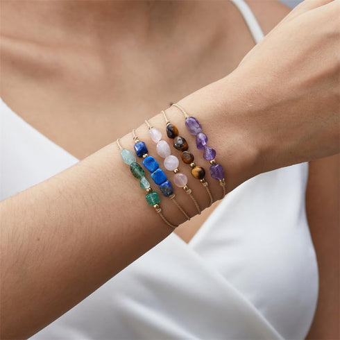 COLORFUL BLING 12 Constellation Healing Crystal Beaded Bracelets Natural Stone Zodiac Stretch Bracelets for Women Birthstone Gemstone Anxiety Reli...