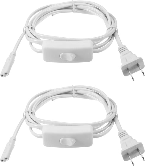 PATIKIL T4 T5 T8 LED Tube Light Power Cord, 2pcs 1.8M / 6FT Extension Cable Wire Connector with on Off Switch for 2 Pin LED Integrated Tube Light ...