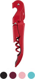 True Brands TrueTap Double Hinged Waiters Corkscrew, Top-notch Stainless Steel Opener with Foil Cutter Built to Last Wine Key Solid Red, Set of 1...