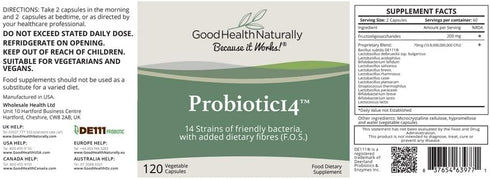 Probiotics 14 - Digestive Supplement, Gut Cleanse | 120 Capsules - Good Health Naturally...
