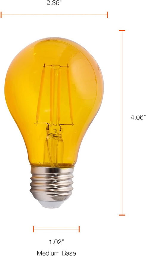SYLVANIA LED Yellow Glass Filament A19 Light Bulb, Dimmable, Efficient 4.5W, E26 Medium Base, 1 pack...