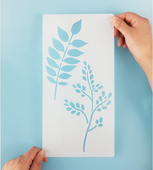 Tropical Leaf Stencils, Eucalyptus Leaf Ferns Leaf Wall Stencil 3 Packs for Furniture Canvas Home Decor Crafts Botanical Leaves Reusable Mylar Ste...