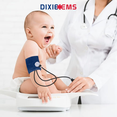 Dixie EMS Deluxe Infant Aneroid Sphygmomanometer Blood Pressure Set W/Infant Cuff, Carrying Case and Calibration Tool Latex Free – Navy...