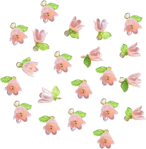 30PCS Charms Pendants, Flower Beads, DIY Crafts Bracelet Making Kit, Spacer Loose Beads Lampwork Beads for DIY Bracelets Earring Jewelry Making...