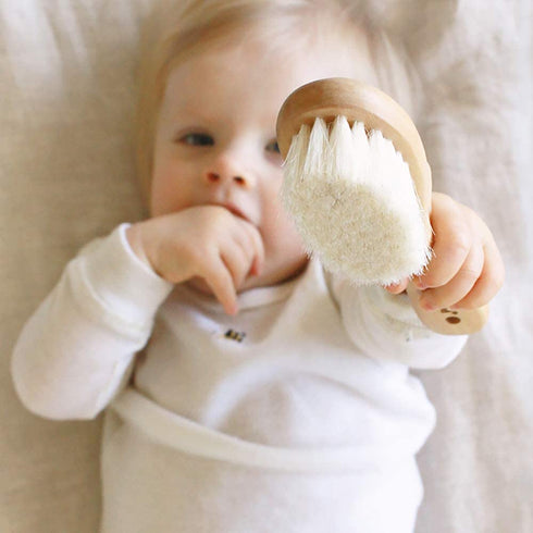 haakaa Wooden Baby Hair Brush for Newborns and Toddlers Baby Brush Natural Soft Goat Bristles Hairbrush, Ideal for Cradle Cap, Perfect Baby Regist...