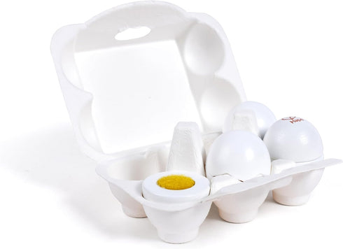 Hape Egg Carton Kitchen Toys Children Play Kitchen Game Food Toy for Kids Early Development, Learning (3Pcs Hard-Boiled Eggs & 3Pcs Fried Eggs)...