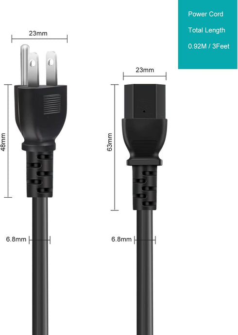 3 Prong Power Cord for Instant Pot Electric Pressure Cooker, Power Quick Pot, Rice Cooker, Smart Power Cooker, Soy Milk Maker and More Kitchen App...