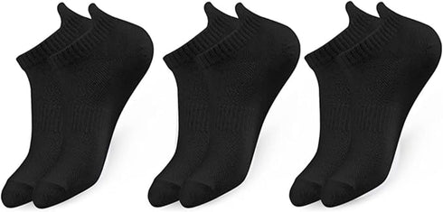 Women's and Men's Running Ankle Socks Low Cut Breathable Socks With Tab 3 Pairs, Black...