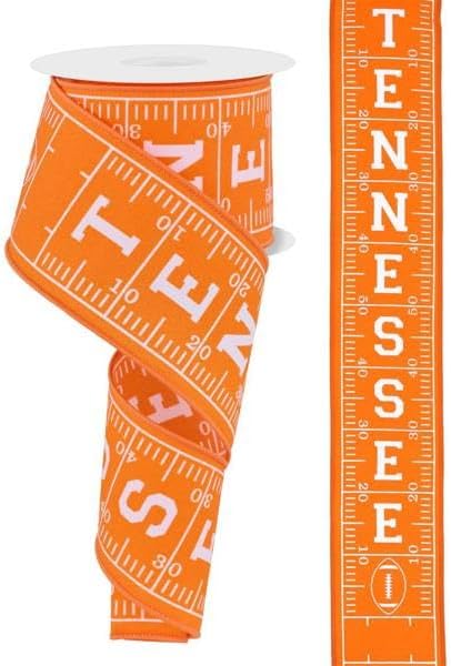 Tennessee Football Field Wired Edge Ribbon - 2.5" x 10 Yards (Orange, White)...