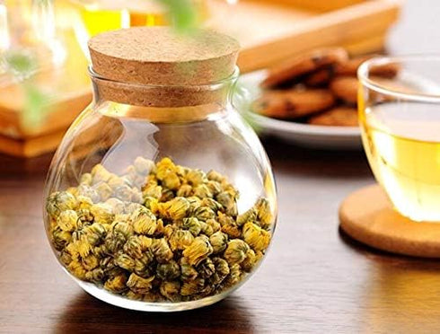 1PCS 500ML/17OZ Glass Favor Jars With Cork Lids Empty Transparent Round Food Storage Large Capacity Sealed Glass Bottles for Spice Food Snack Nut ...