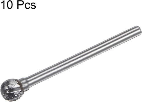 10pcs Carbide Rotary Burrs 1/8" (3mm) Shank 1/4" (6mm) Head Double Cut Ball D Shape Die Grinder Bits Rasp Files for Metal Wood Plastic Polishing E...