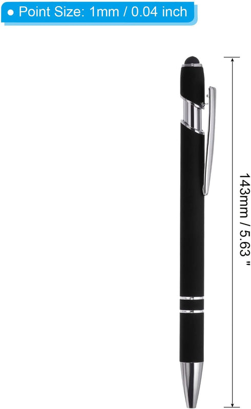PATIKIL Ballpoint Pen with Stylus Tip, 12 Pack 2 in 1 Metal Pen Black Ink 1.0mm Medium Point Stylus Pen for Touch Screens Style 1, Black...