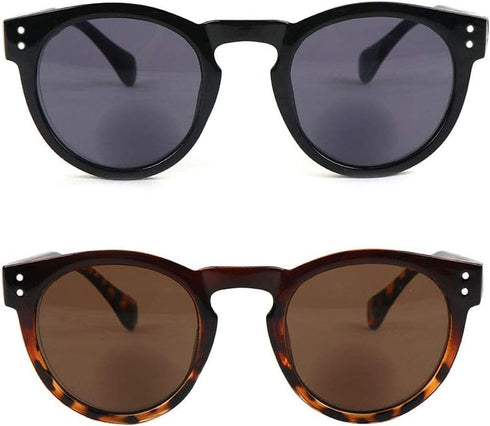 2 Pack Reading Sunglasses Bifocal for Women,Outdoor Reader Glasses Vintage Round Shape...