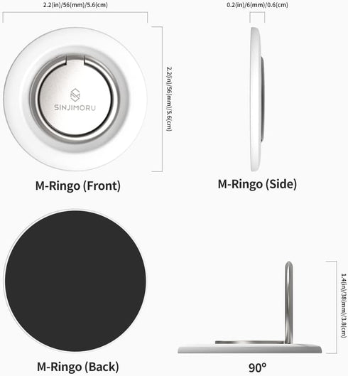 Sinjimoru Magnetic Cell Phone Ring, 360 Degree Rotation Phone Finger Grip for Magnetic Ring Holder Compatible with iPhone 15 14 13 12 Series. M-Ri...