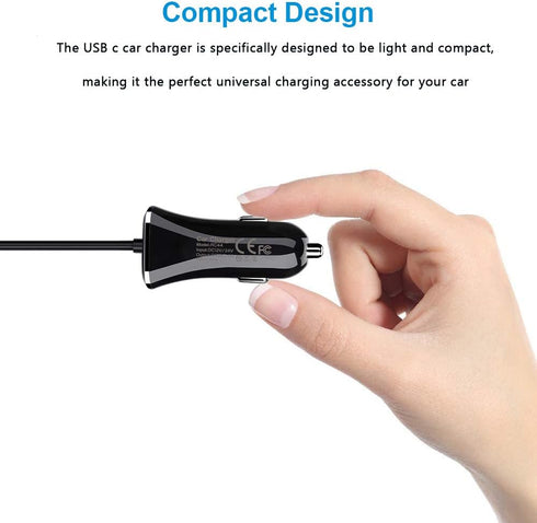3.4A USB C Car Charger Fast Charging Adapter for Samsung Galaxy S23 S22 S21 Ultra S20 FE Note 20 S10E S10 S9 S8 A54 A14 A53 A13 A23 A20 A21 A50 A5...