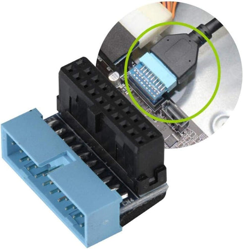 5PCS USB 3.0 19-Pin Motherboard Connector Internal Header, Male to Female Extension Adapter Down Angled 90 Degree for Motherboard Mainboard, Multi...