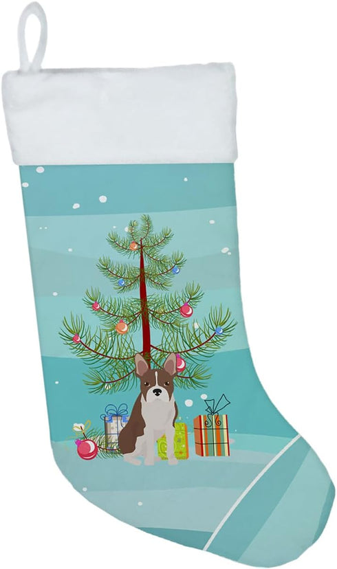 Caroline's Treasures CK3493CS Boston Terrier Christmas Tree Christmas Stocking Fireplace Hanging Stockings Christmas Season Party Decor Family Hol...