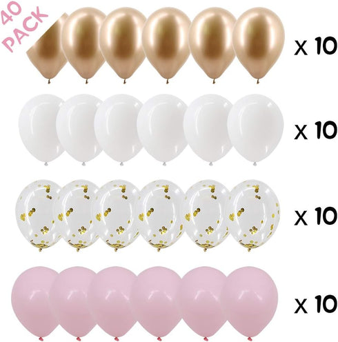Pink Latex Balloons - 12" Latex Balloons Mix Clear Confetti Balloons Baby Shower Party Decorations(Pack of 40)...