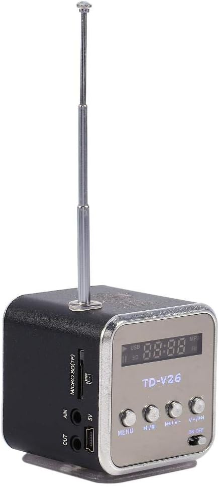 Music Player, Mini Speaker Music Player Portable FM Radio Stereo PC Fashion Support Card and U Disk(Black)...