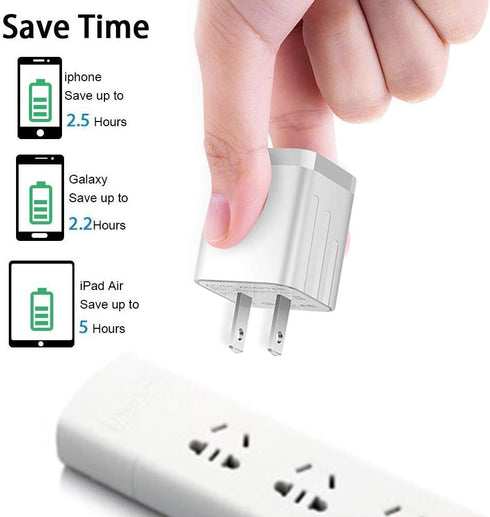 USB Wall Charger, Loxdn 2-Pack Dual Port USB Wall Plug Charging Block Adapter Charge Cube Brick Box Compatible with iPad/iPhone/iPod, Samsung, LG,...