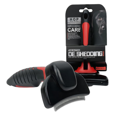 HOP Dog Deshedding Brush for Short Haired Dogs Cats Pets Professional Deshedding Tool Anti-Slip Handle & Detachable Head Highly Effective Deshedde...