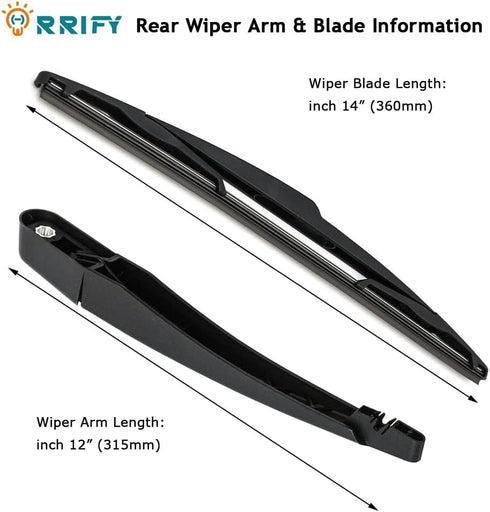 Rear Windshield Back Wiper Arm blade Set 68078306AA for Dodge Grand Caravan 2008-2015, for Chrysler Town and Country 2008-2009...