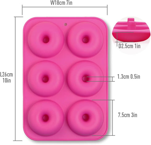 homEdge Silicone Donut Molds, 3-Pack of Non-Stick Food Grade Silicone Pans for Donut Baking – Green,Pink,Blue...