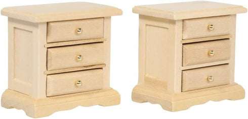 Wooden Dollhouse Night Stands | Set of 2 | Bedside Tables | Dolls House Furniture | 1/12 scale (light)...