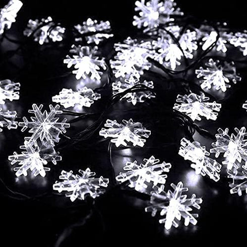 Dazzle Bright 100 LED Solar Christmas Snowflake Lights Outdoor, 39 FT Solar Powered Snowflake String Lights Waterproof for Xmas Tree, Holiday, Wed...
