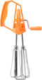 , Classic Hand Crank 18/10 Stainless Steel Churner, Dual Head Design, Effort Saving Manual Hand Mixer for Home Kitchen Cooking (Orange)...