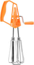 , Classic Hand Crank 18/10 Stainless Steel Churner, Dual Head Design, Effort Saving Manual Hand Mixer for Home Kitchen Cooking (Orange)...
