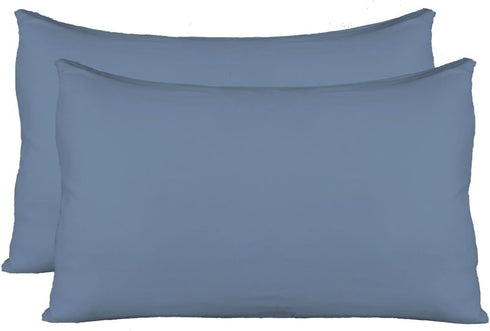 Extra Soft Jersey Knit Pillow Cases, Standard Size with Hidden Zipper, Soft Than Cotton, Pack of 2, Denim Blue...