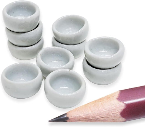 ½" Inch Diameter White Round Ceramic Sauce Bowls Set Of 10 Pieces Tiny Tableware - Miniature Plate Crockery Cutlery Kitchen Utensil Hand Made Pain...
