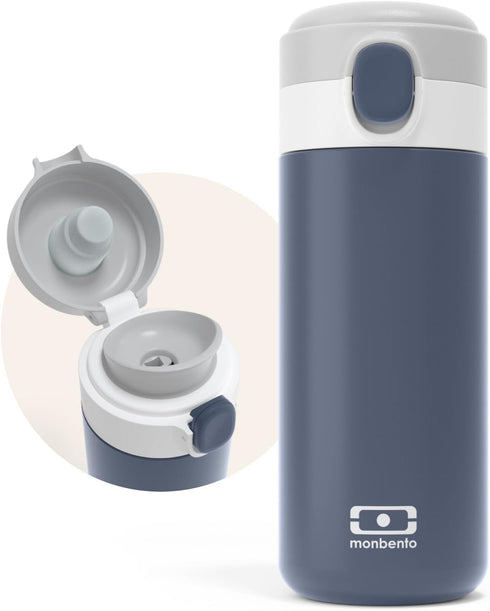 MONBENTO - Insulated Bottle MB Pop Infinity - 12 Oz - Leakproof - Hot/Cold Up to 12 Hours - Small Water Bottle for Kids School/Park or for Adult T...