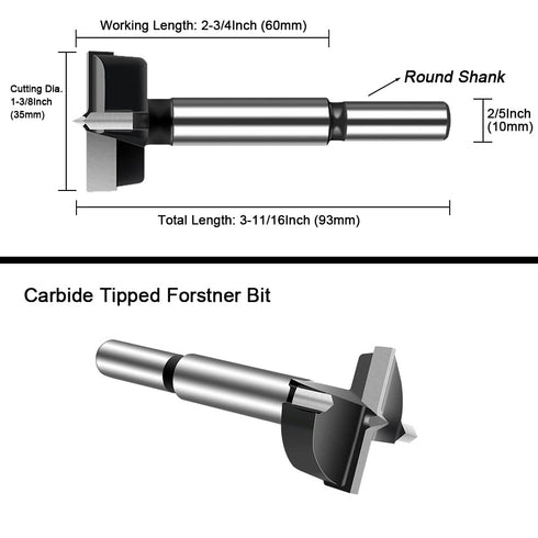 ASNOMY 1-3/8 Inch Forstner Drill Bit, Carbide Tipped Forstner Bit for hard Wood, Wood drilling Hole Saw Set Woodworking Hinge Cutter Tool Kits for...