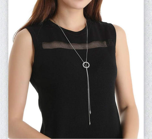 Sither Long Hoop Necklace for Women Crystal Pendant Necklace Sweater Chain Statement Necklace Choker Adjustable Charm Jewelry Crystal Accessories ...